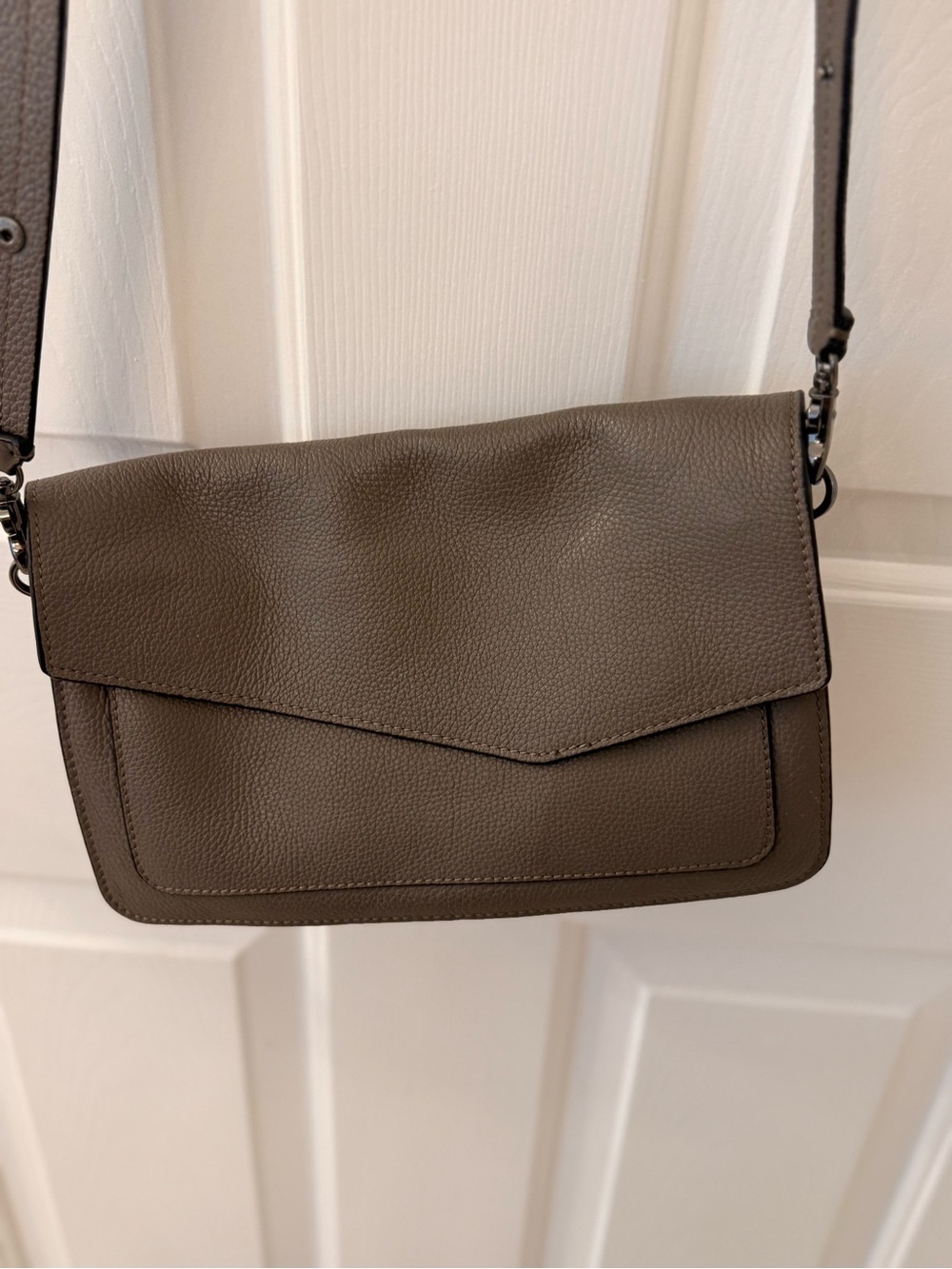 Grey Pebbled Leather Crossbody Bag - Women